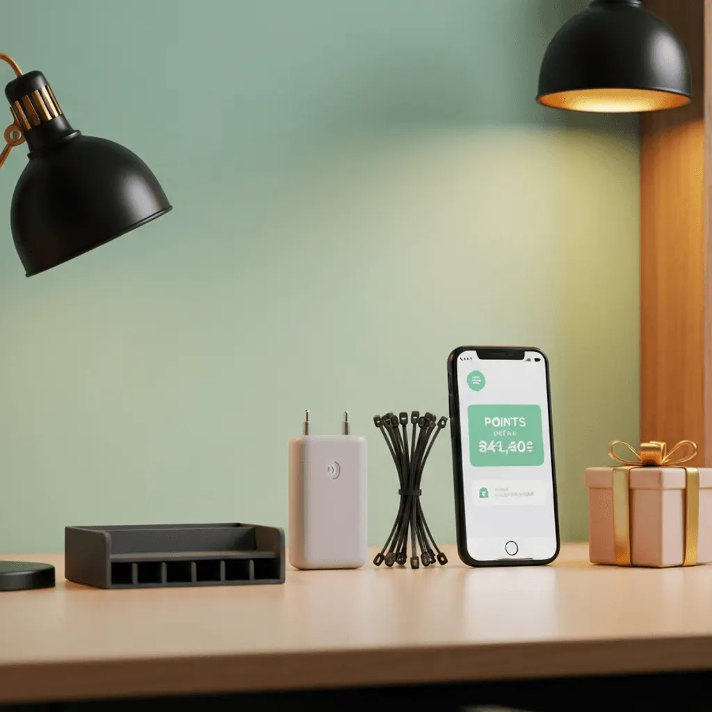 ケーブルトレー、結束バンド、ワイヤレス充電器などの配線整理アイテムと、それらがもたらすスマートなデスク環境。